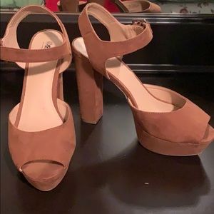 Brown suede platforms